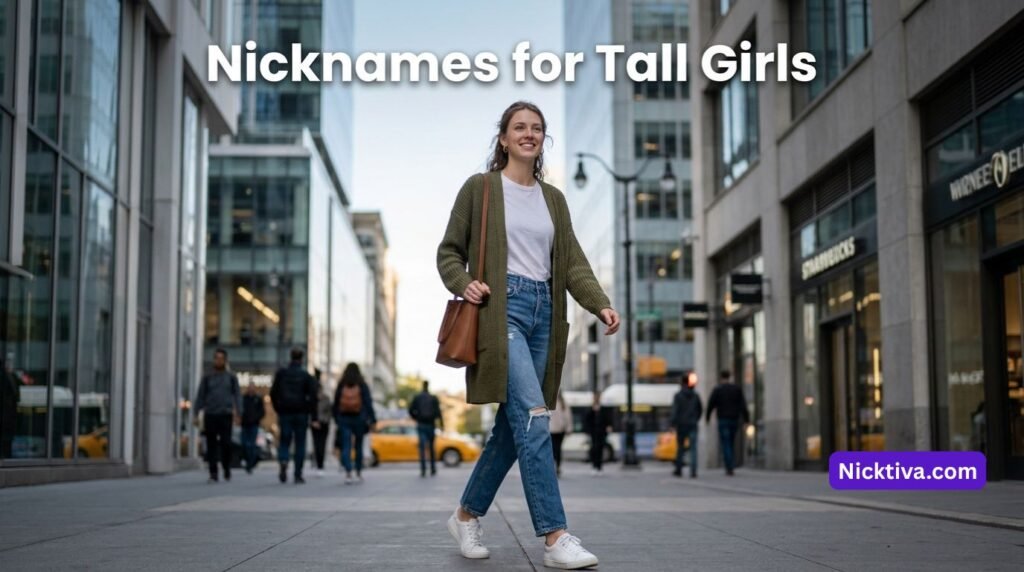Tall woman posing naturally outdoors