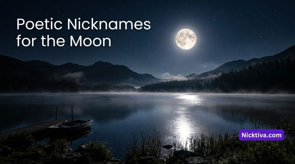 Silver moonlight reflecting across a still lake