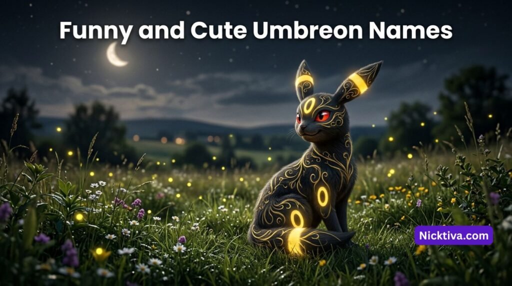 Cute Umbreon sitting in a grassy meadow