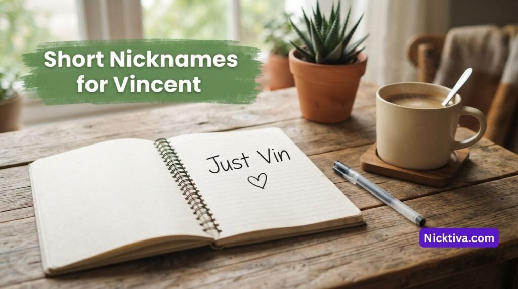 Notebook showing the nickname Just Vin