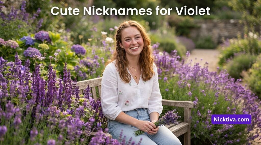 Cute Violet portrait in a flower garden